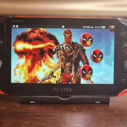 Red & Black PS Vita, 2000+ games with sd card & charger