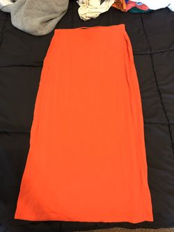 Ladies xs orange old navy maxi skirt elastic waist pull on rayon spandex