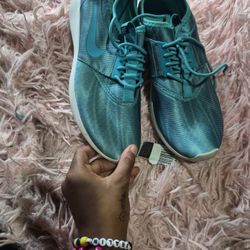 Metallic Teal fabric nike running shoes male