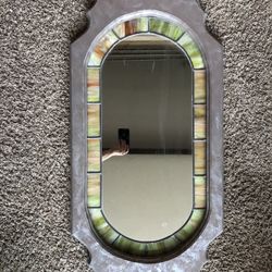 Vintage Leaded Stained Glass Mirror