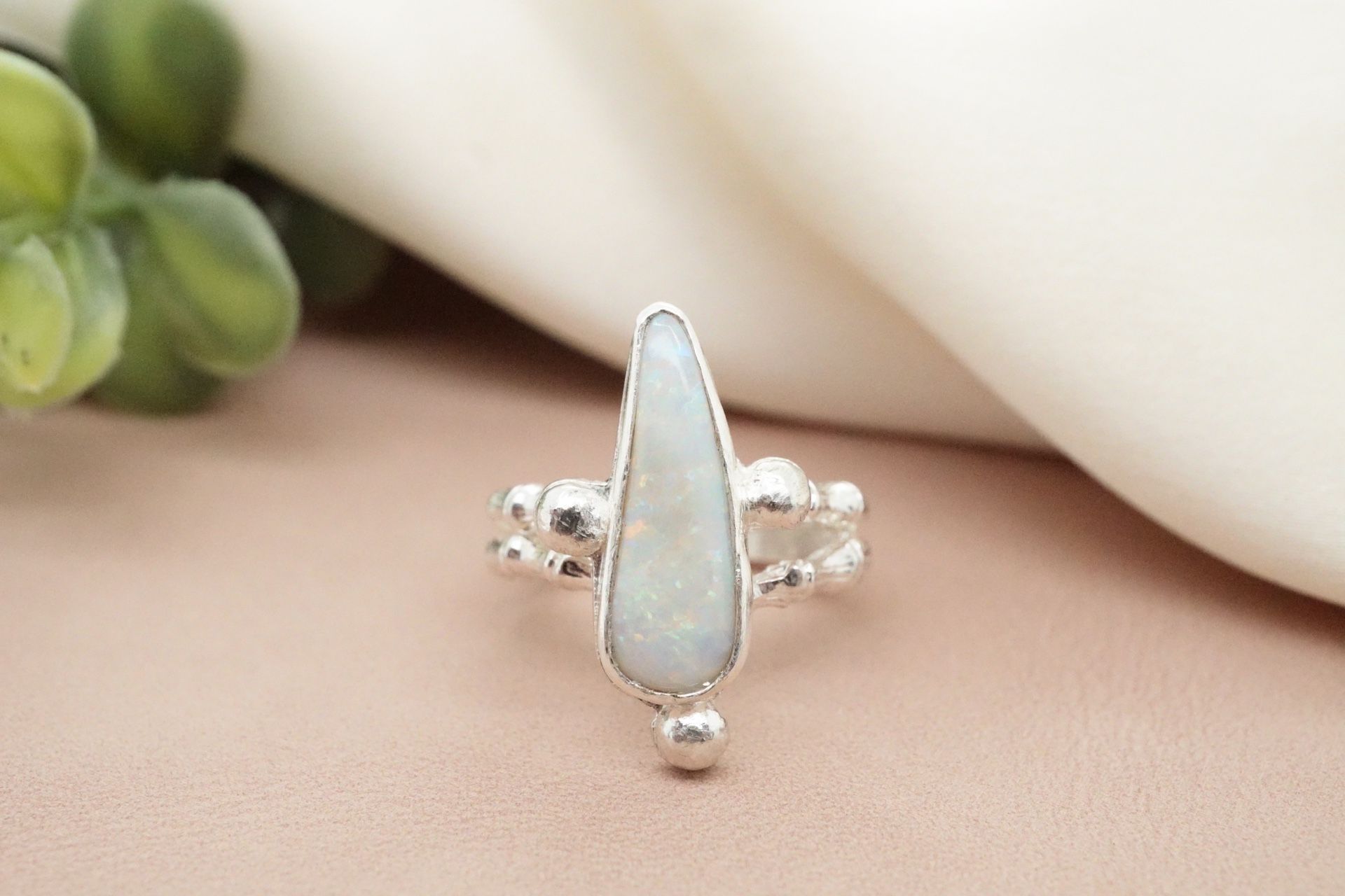 Blue Rainbow Dark Australian Opal Ring, J448