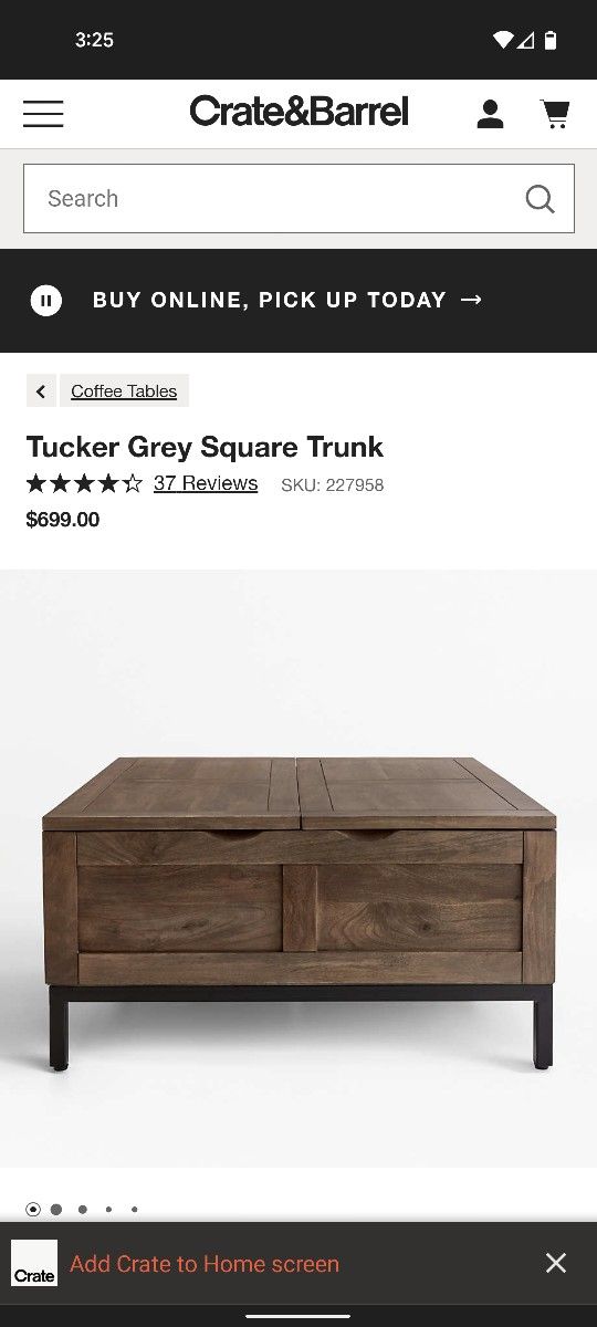 Crate And Barrel Tucker Storage Coffee Table