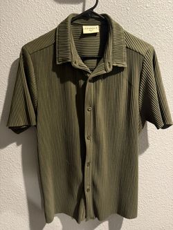 YoungLA 448 Pleated Festival Shirt in the Olive Green