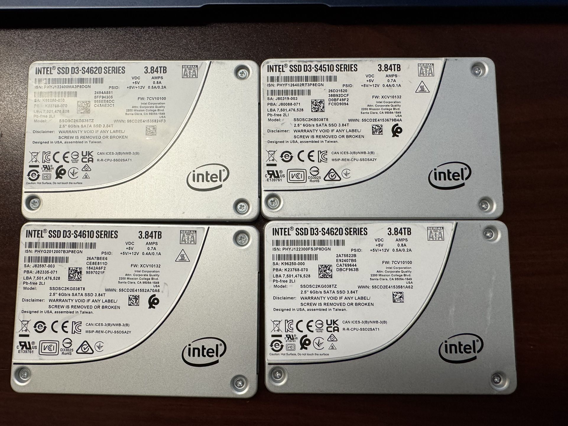 Intel SSD D3-S4510 Series 3.84 TB (Tested, Price For Each)