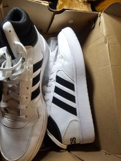 Adidas Hoops 3.0 Mid in the Cloud White / Core Black colorway (Style Code: GW3019)