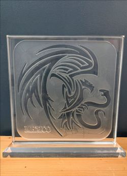 Etched acrylic Mexico Eagle & Snake Plaque 9x8 inch