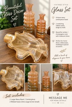 BEAUTIFUL 3-PIECE GLASS DECOR SET