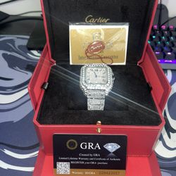 Fully Flooded Moissinite Cartier Santos 