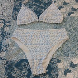 💙 Blue Floral Bikini Set + Matching Wrap Cover-Up 💙