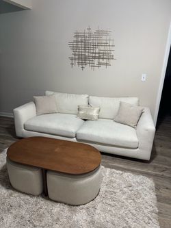 Castlery White Sofa/Ottoman Set