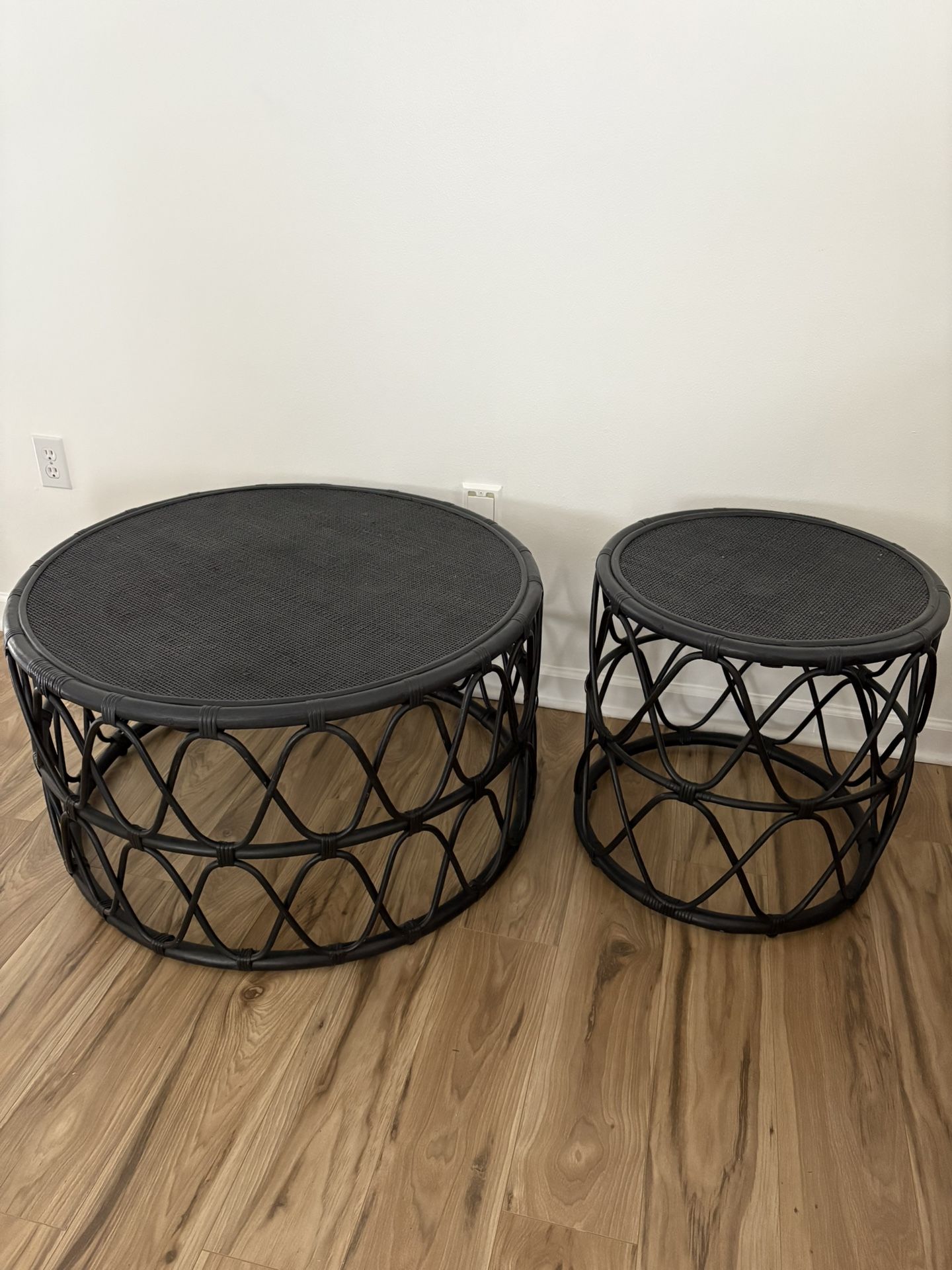 Black Rattan Coffee And Side Tables
