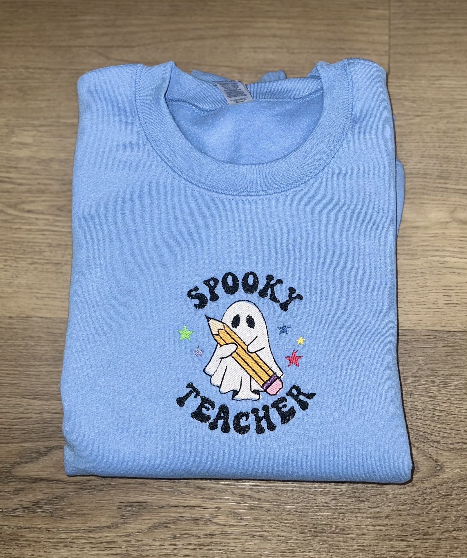 Spooky Teacher Embroidered Sweatshirt - Halloween Sweater - Ghost School Hoodie