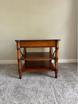 Solid Wood Cherry End Table with Shelves | 28” x 28”