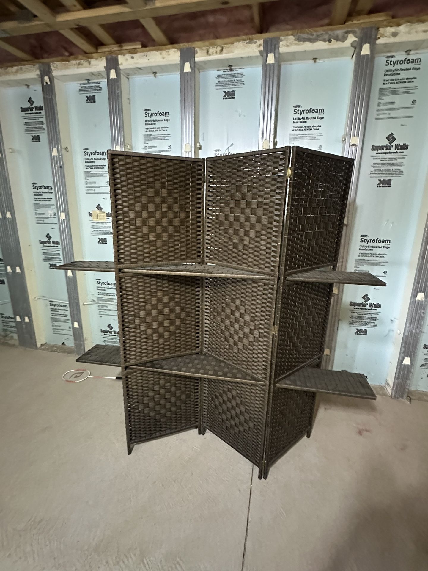 2-Tier, 3 Panel Whicker Shelf / Divider Unit