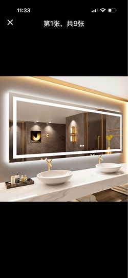 LOAAO 84X32 LED Bathroom Mirror with Lights, Anti-Fog, Dimmable, Backlit + Front Lit, Lighted Bathroom Vanity Mirror for Wall, Memory Function, Temper