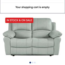 Aqua Leather Loveseat