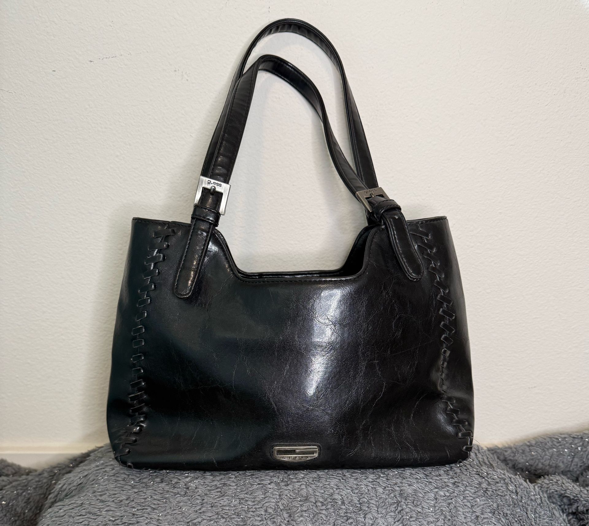 Black Leather Vintage Guess Purse