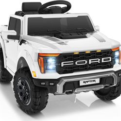 Licensed Ford F-150 Raptor 12V Kids Ride on Truck, Ride on Toys for Toddlers with Remote Control, Electric Car for Kids with Truck Bed Stor