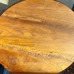 Beautiful Rustic Solid Slab Walnut Wood Carved Table