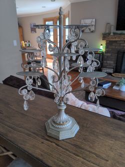 Shabby Chic Silver candelaSilver Candelabra Decoration Wedding Cupcake Display Stand Or Candle Holder