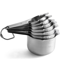 Spring Chef Stainless Steel Measuring Cups Set of 7 with Pour Spout - Nesting Kitchen Tools with Easy Read Markings to Measure Dry or Liquid Ingredien