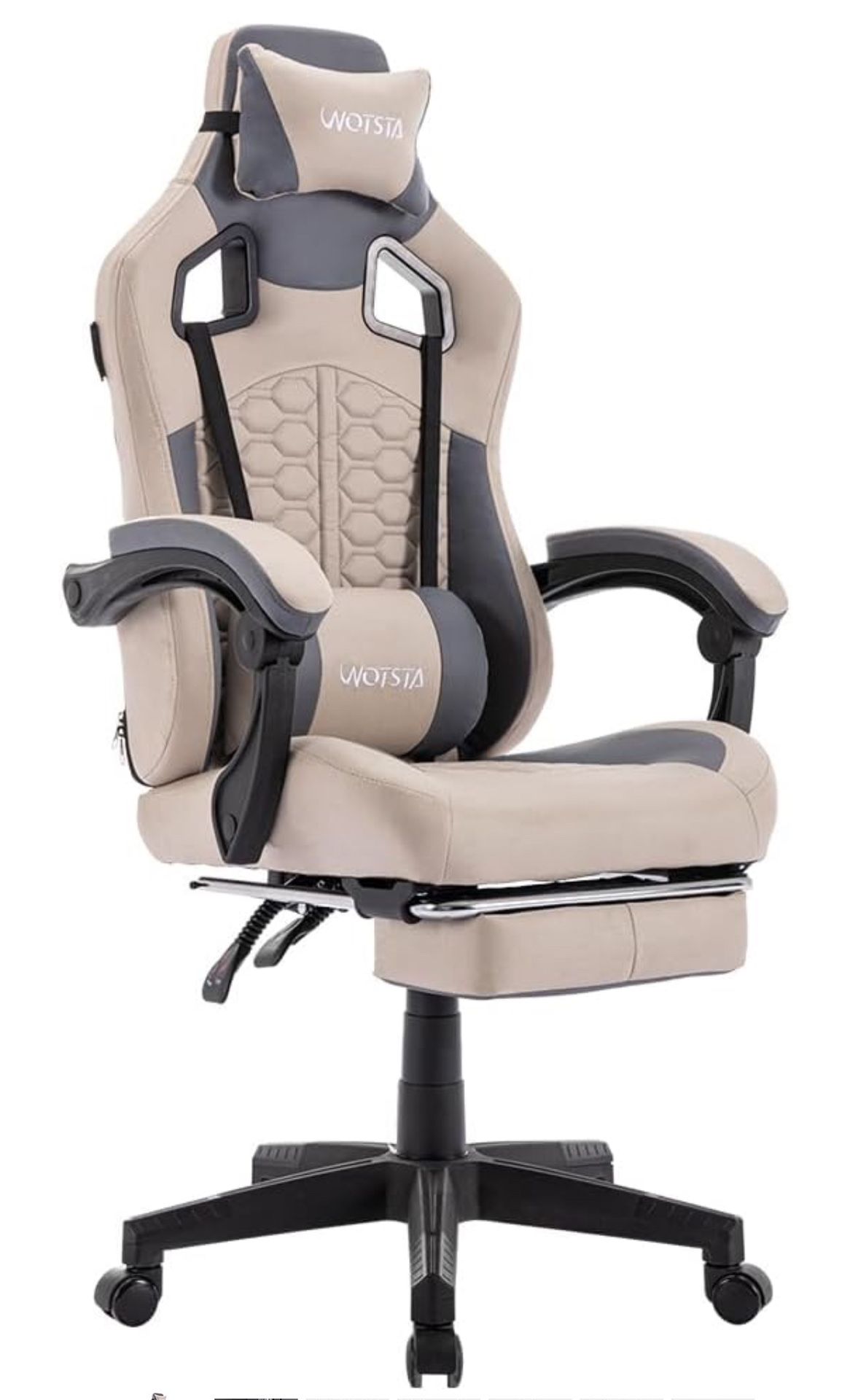 Gaming Chair with Massage, Ergonomic PC Gaming Chair with Footrest, Comfortable Headrest and Lumbar Support, High Back, PVC Leather, 300lbs (Gray)