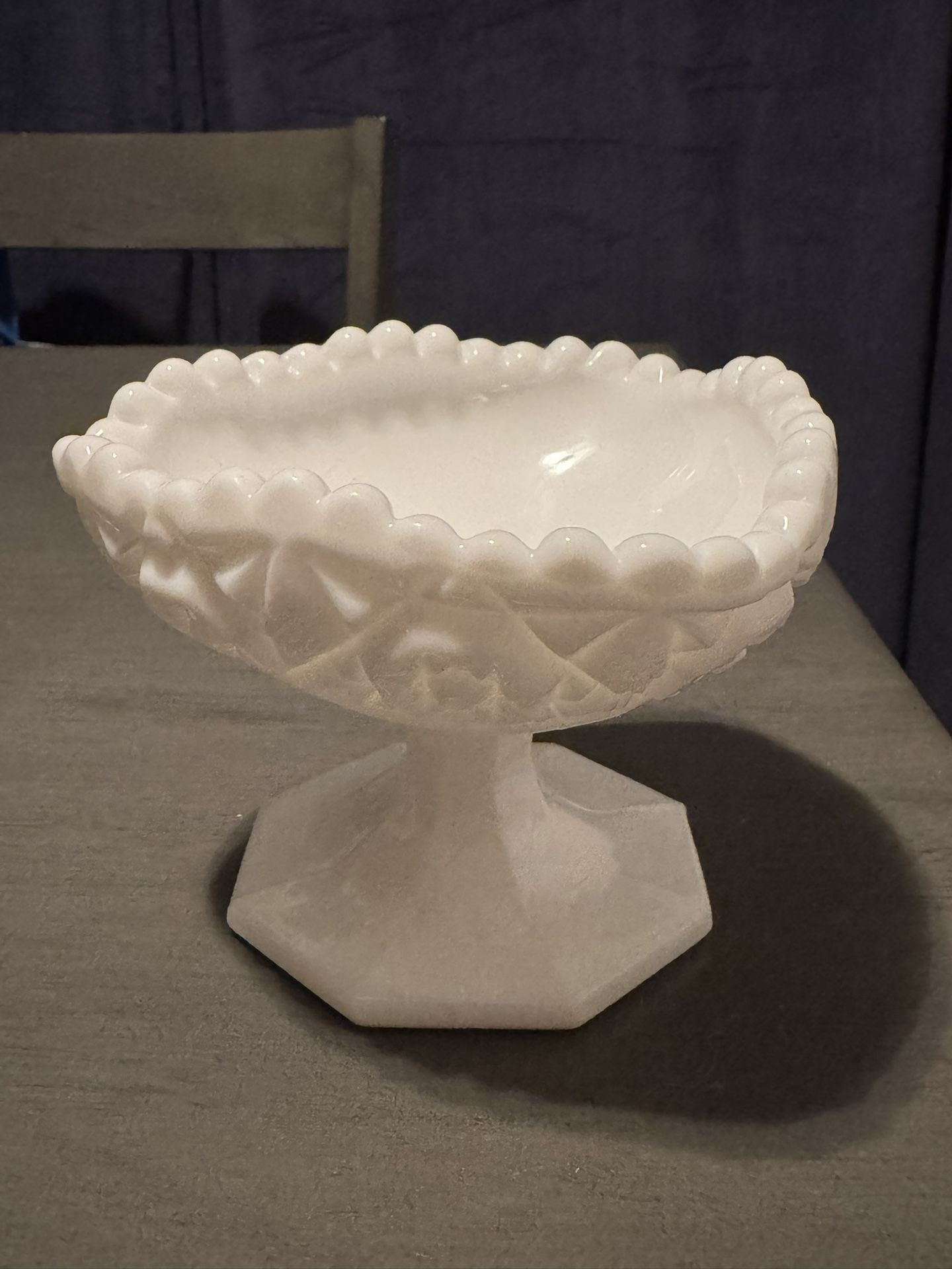 Kemple White Milk Glass  Candy Dish Bowl