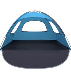 Portable beach tent with poles