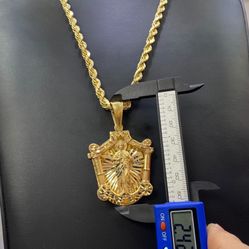 10kt Rope Chain & Pendant