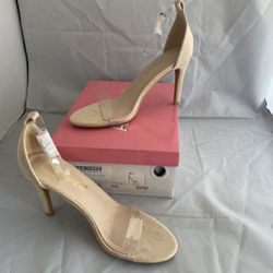 New In Box Allegra K Women's Open Toe Clear Ankle Strap Stiletto Heel Sandals 