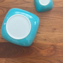 Large Square Vintage Pyrex Turquoise Chip And Dip Set