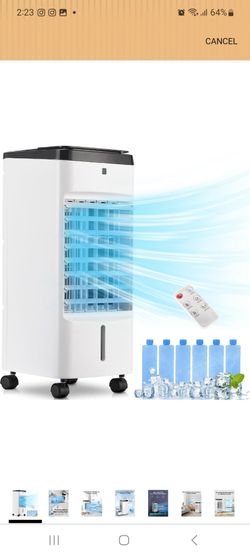 Uthfy Portable Air Conditioners, 3 IN 1 Evaporative Air Cooler with Detachable Water Tank, 6 Ice Packs, 12H Timer, 120° Oscillation, Remote, 3 Speeds,
