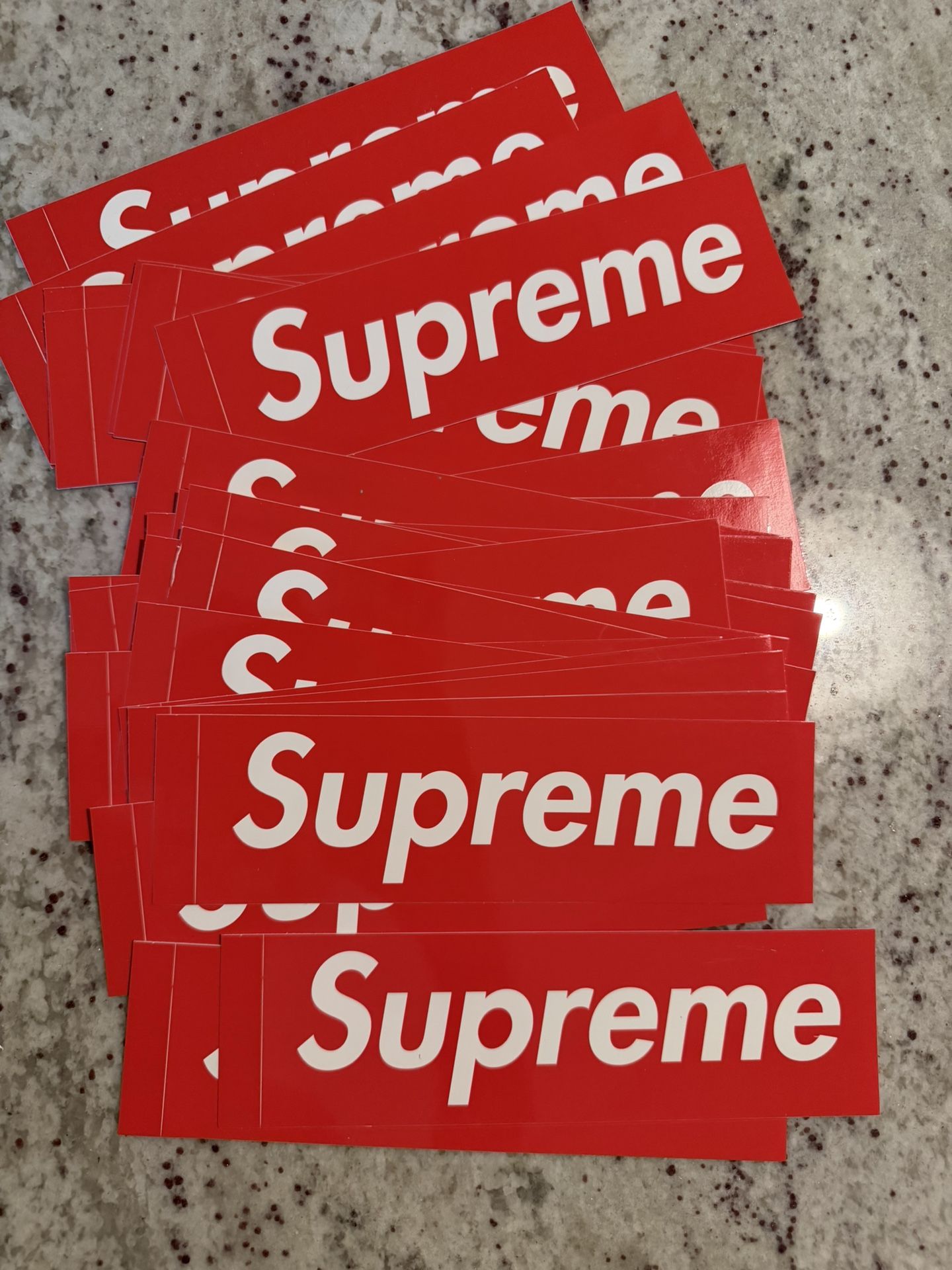 Supreme Box Logo Stickers – Red & White – Authentic Streetwear Collectibles (Set of 30)