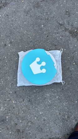 Blue Round Decorative Sign with Crown Logo
