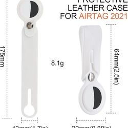 Compatible with AirTags Case Lightweight with Keychain Wallet Holder Leather Proctive Cover Anti-Lost Cases for AirTag Soft(White)