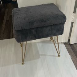 vanity stool grey and gold 