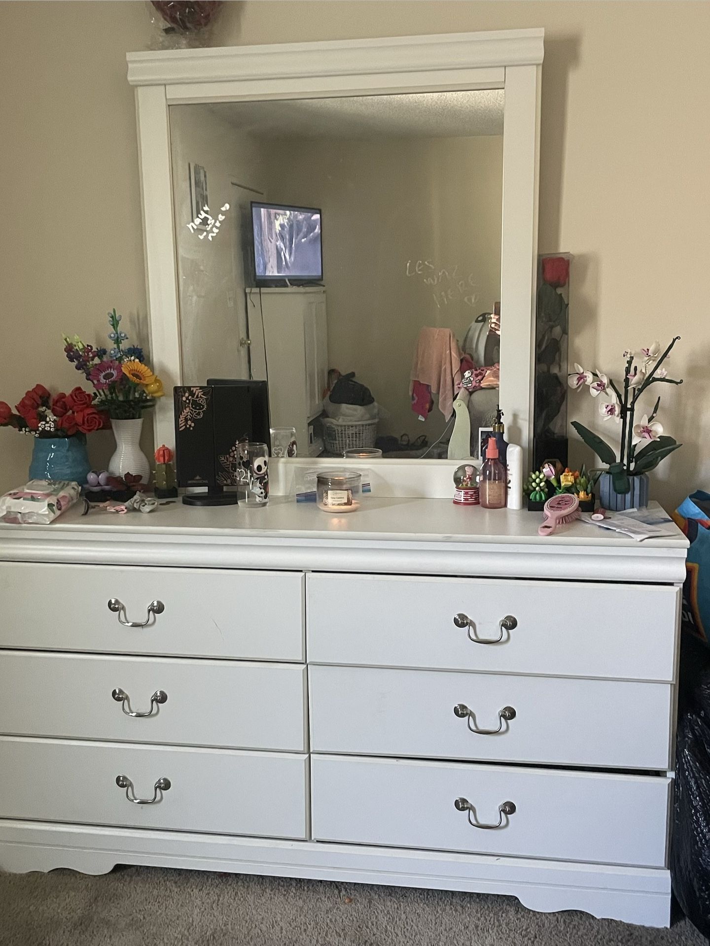 dresser and mirror