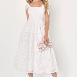 White Tiered Floral Dress
