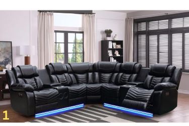Power Reclining Sectional w/LED light, Wireless speakers USB charger, starts @ $1975.00