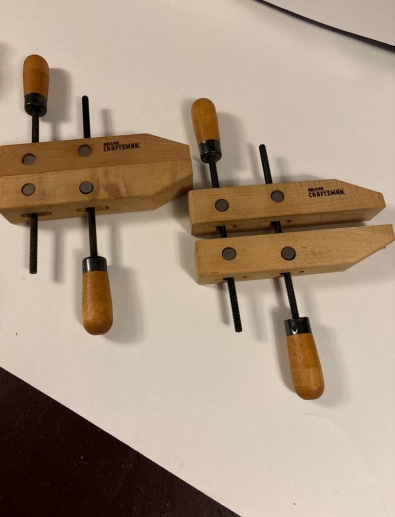 Pair of Sears Craftsman wooden handscrew clamps