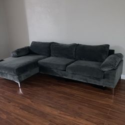 Sectional Dark Gray Suede Couch