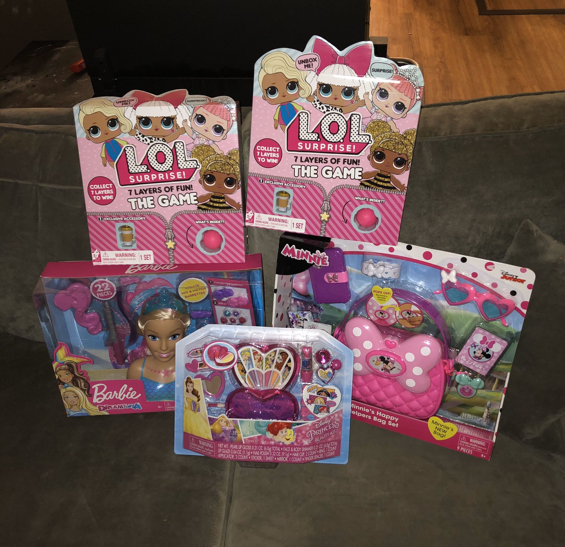 Girls Gift Set, LOL Surprise, Barbie, Minnie Mouse