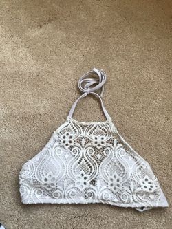 white lace halter bathing suit top
