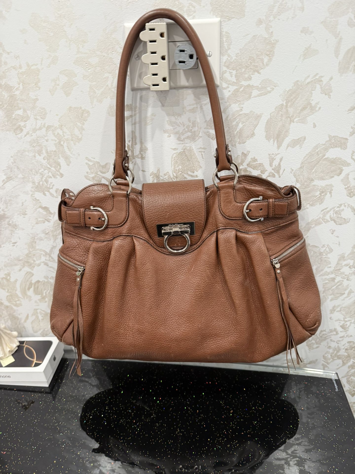 Salvatore Ferragamo Brown Leather Marisa Satchel Women’s Bag
