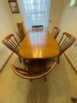 Wood Dining Table with 6 Chairs
