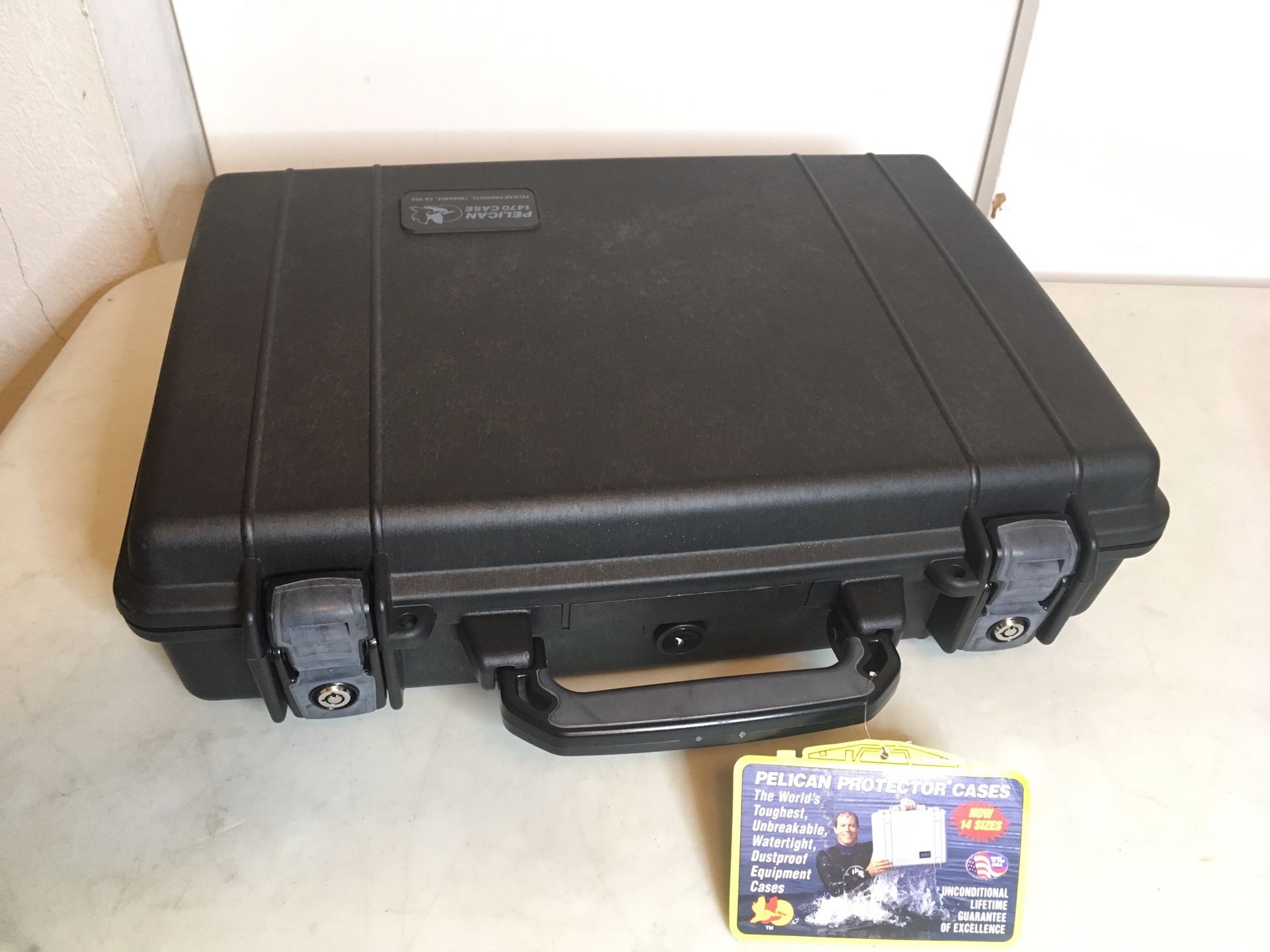 Pelican 1470 Watertight Briefcase Laptop Gun Valuables Etc. Case w/ Foam Insert  New (open box, never put into service), sold as pictured with shoulde