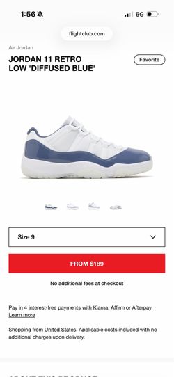 Jordan 11 low difused blue
