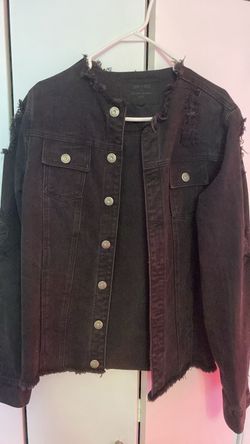 Distressed denim jacket medium black