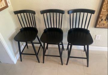 Black Wood Counter Stools (3)