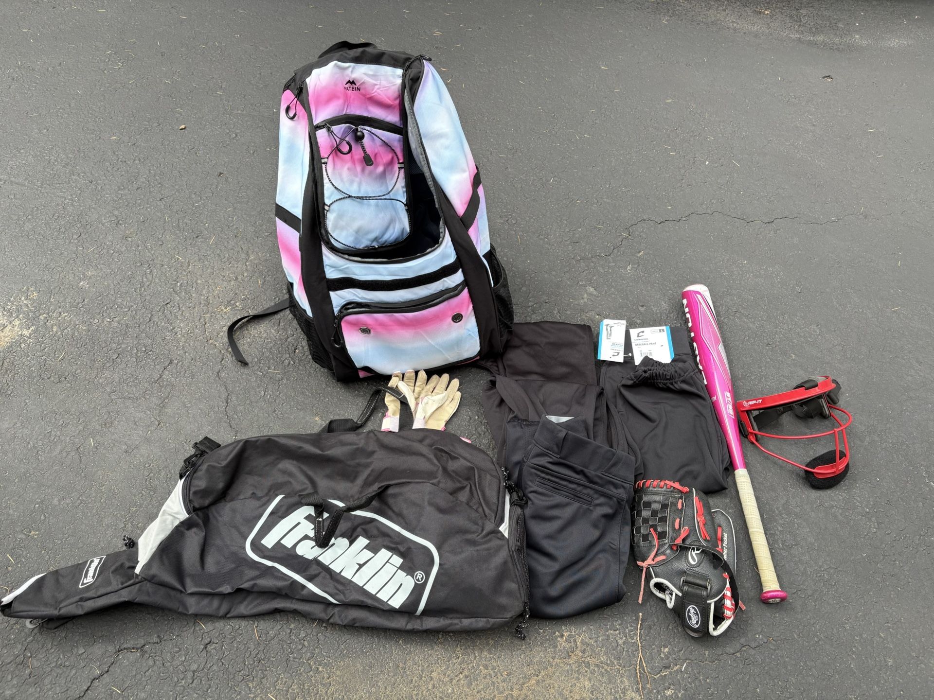 Girls Softball Gear Bat, Bags, Glove, Pants